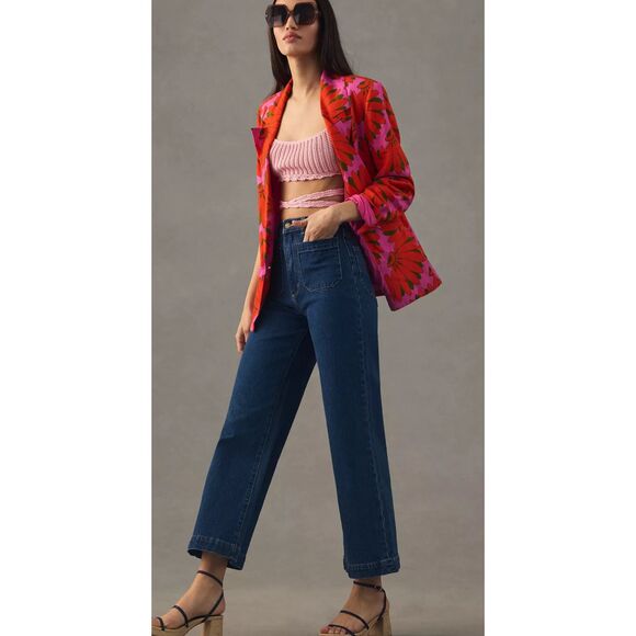 NWOT FARM RIO  Copacabana Notched-Lapel Linen-Blend Blazer, XL $268 - Picture 2 of 12